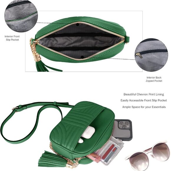 Quilted Crossbody Bags for Women - Stylish Camera Bag with Tassel - Lightweight - Picture 3 of 7